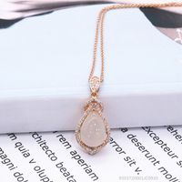 New Personalized Wild Design Sense Ladies Necklace Micro Inlaid Zircon Water Drop Pendant Short Necklace Chain Clavicle Chain Wholesale main image 5