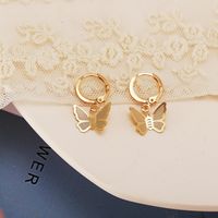 Korean Fashion New Butterfly Pendant Earrings Creative Retro Golden Frosted Metal Earrings Nihaojewely Wholesale main image 4