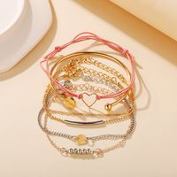 Nueva Moda Coreana Hollow Love Bead Chain Bracelet Set 6 Piezas Set Creative Retro Alloy Bracelet Set Nihaojewelry Al Por Mayor main image 3