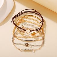 Nueva Moda Coreana Hollow Love Bead Chain Bracelet Set 6 Piezas Set Creative Retro Alloy Bracelet Set Nihaojewelry Al Por Mayor main image 4