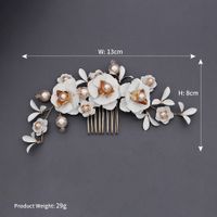 Fashion New Simple  Layered Flower Floral Comb Pearl Handmade Rhinestone Hair Comb Ancient Style Hanfu Accessories Bridal Jewelry sku image 2