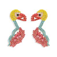 Fashion Exaggerated New  Cute Animals Parrot Bird  Colorful Diamond Earrings  Wholesale sku image 2