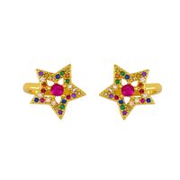 Hot-sale Fashion  New  Stars Moon Earless Ear Clip Female Zircon Ear Bone Clip  Copper Earrings Nihaojewelry Wholesale sku image 1