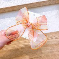 Korean  Children's Stripes Contrast Color Big Bow Hairpin Female Baby Shiny Love Bow Tie Hairpin  Side Clip sku image 7