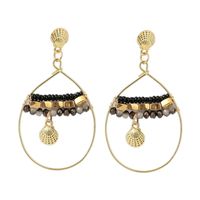Bohemian Shell Hand-woven Rice Bead Earrings  Creative Round Earrings Jewelry Nihaojewelry Wholesale sku image 1