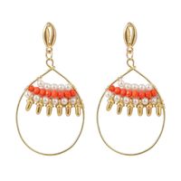 Bohemian Shell Hand-woven Rice Bead Earrings  Creative Round Earrings Jewelry Nihaojewelry Wholesale sku image 2