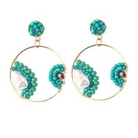 Bohemian Geometric Round Pearl Rice Bead Earrings  Creative Personality Handmade Resin Earrings Nihaojewelry Wholesale sku image 1