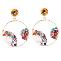 Bohemian Geometric Round Pearl Rice Bead Earrings  Creative Personality Handmade Resin Earrings Nihaojewelry Wholesale sku image 4