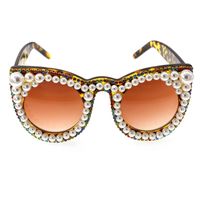 New Fashion Simple Cat Eye Diamond Pearl Sunglasses Stage Catwalk Show Glasses Nihaojewelry Wholesale main image 2