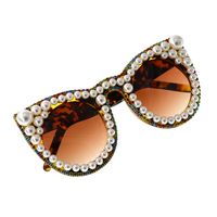 New Fashion Simple Cat Eye Diamond Pearl Sunglasses Stage Catwalk Show Glasses Nihaojewelry Wholesale main image 5