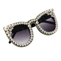 New Fashion Simple Cat Eye Diamond Pearl Sunglasses Stage Catwalk Show Glasses Nihaojewelry Wholesale main image 4