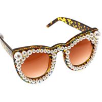 New Fashion Simple Cat Eye Diamond Pearl Sunglasses Stage Catwalk Show Glasses Nihaojewelry Wholesale main image 3