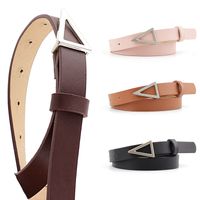 Korean Fashion Hot Sale Models Silver Triangle Buckle Snap Belt Women Wild Decoration Candy Color Ladies Thin Belt Nihaojewelry Wholesale main image 2