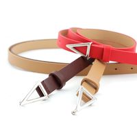 Korean Fashion Hot Sale Models Silver Triangle Buckle Snap Belt Women Wild Decoration Candy Color Ladies Thin Belt Nihaojewelry Wholesale main image 4