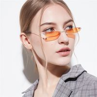 813033 Ultra-kleine Rahmen-sonnenbrille, Weiblicher Trend, Internet-promi-stil, Randlose Brille, Transparente Ozean-farb Linse main image 2