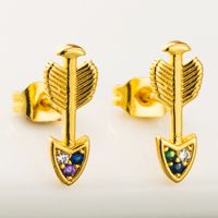 Hot Cupid's Arrow Earrings Women Wholesale Nihaojewelry Copper Plated 18k Gold Micro-set Zircon Rainbow Earrings Wholesale main image 1