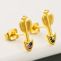 Hot Cupid's Arrow Earrings Women Wholesale Nihaojewelry Copper Plated 18k Gold Micro-set Zircon Rainbow Earrings Wholesale main image 5