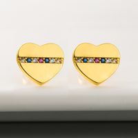 Women's  Gold Heart-shaped Earrings Brass Micro-set Color Zircon Earrings Exquisite Fashion Earrings Wholesale main image 4