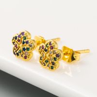 Vente Chaude Mode Simple Fleur Fille Coeur Délicat Boucles D'oreilles En Laiton Micro-set Couleur Zircon Boucles D'oreilles Tempérament Sauvage Boucles D'oreilles Nihaojewelry Gros main image 4