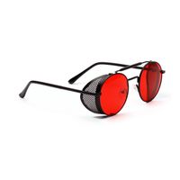 Fashion Simple New Metal Frame Hollow Round Sunglasses  Red Film Retro Steampunk Sunglasses Nihaojewelry Wholesale sku image 3