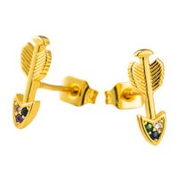 Hot Cupid's Arrow Earrings Women Wholesale Nihaojewelry Copper Plated 18k Gold Micro-set Zircon Rainbow Earrings Wholesale sku image 1