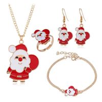 Ashion Metal Christmas Series Combination Four-piece Set Necklace Earring Ring Bracelet Set Wholesale sku image 1