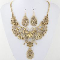 Fashion Metal Hollow Butterfly Drop Temperament Necklace Earring Set Wholesale main image 1
