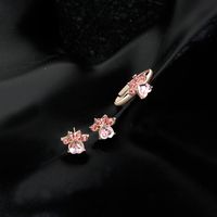 Fashion Personality Diamond-set Dog Paws Can Open Ring Cat Paw Print Ring Earrings Wholesale main image 3