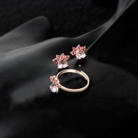 Fashion Personality Diamond-set Dog Paws Can Open Ring Cat Paw Print Ring Earrings Wholesale main image 4