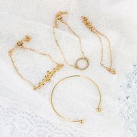 New Jewelry Fashion Popular Leaves Diamond Circle Alloy Bracelet Bracelet 4 Piece Set Jewelry main image 4