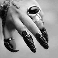 Articulated Diamonds Exaggerated Long Nails Punk Style Fashion Diamond Embellished Cat Demon Tips Long Nail Sleeve Ring main image 6