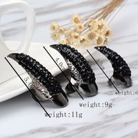 Articulated Diamonds Exaggerated Long Nails Punk Style Fashion Diamond Embellished Cat Demon Tips Long Nail Sleeve Ring main image 3