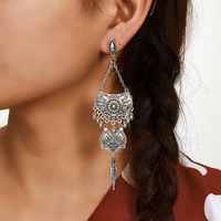 Trend Long Earrings Simple Retro Bell Earrings Carved Tassel Jewelry Daily Wild Accessories Wholesale main image 1