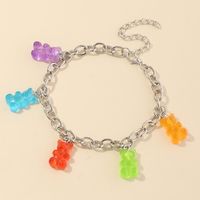 Jewelry Wholesale Sweet And Lovely Resin Bear Anklet Color Bear Pendant Bracelet Wholesale main image 1