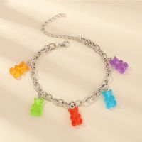 Jewelry Wholesale Sweet And Lovely Resin Bear Anklet Color Bear Pendant Bracelet Wholesale main image 5