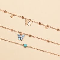 Jewelry Wholesale Temperament Butterfly Anklet Natural Abalone Shell Turquoise Foot Ornaments Wholesale main image 3