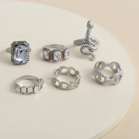 Jewelry Punk Chain Geometric Jewelry Personality Mosaic Acrylic Square Ring Set Wholesale main image 4