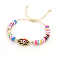 Bracelet Female Simple Bohemian Beach Wind Natural Shell Oil Drop Evil Eye Hand-woven Ceramic Mud Piece Friendship Rope main image 1