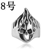 Hot Sale Accessories Ring Jewelry Personality Retro Exaggerated Flame Skull Ring sku image 1