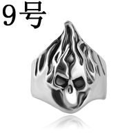 Hot Sale Accessories Ring Jewelry Personality Retro Exaggerated Flame Skull Ring sku image 2