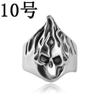 Hot Sale Accessories Ring Jewelry Personality Retro Exaggerated Flame Skull Ring sku image 3