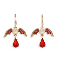 Fashion Retro Street Beat Ear Hook Women Multicolor Swallow Wings Inlaid Pearl Earrings Hot Selling Jewelry sku image 1