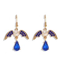 Fashion Retro Street Beat Ear Hook Women Multicolor Swallow Wings Inlaid Pearl Earrings Hot Selling Jewelry sku image 3