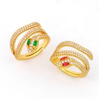 Models Accessories Ring Creative Personality Serpentine Ring Micro-set Zircon Open Ring Wholesale sku image 1