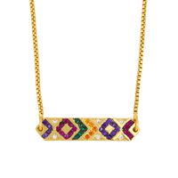 Fashion Women's Geometric Striped Necklace Snowflake Pendant Necklace  Colorful Zircon Tribal Necklace sku image 2