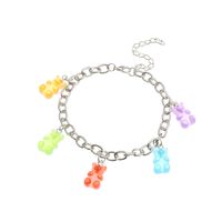 Jewelry Wholesale Sweet And Lovely Resin Bear Anklet Color Bear Pendant Bracelet Wholesale sku image 1