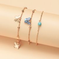 Jewelry Wholesale Temperament Butterfly Anklet Natural Abalone Shell Turquoise Foot Ornaments Wholesale sku image 1