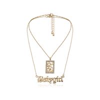 Fashion Jewelry Frosty Style Dragon-shaped Micro-set Mash-up Items Original Floral Hollow Letter Necklace sku image 1