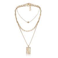 Fashion Jewelry Personalized Round Bead Cross Chain Pendant Necklace Punk Hollow Dragon Diamond Necklace sku image 1