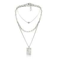 Fashion Jewelry Personalized Round Bead Cross Chain Pendant Necklace Punk Hollow Dragon Diamond Necklace sku image 2